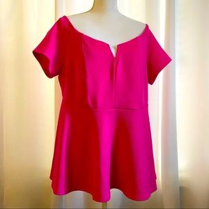 Torrid Hot Pink Scuba Knit Peplum Top